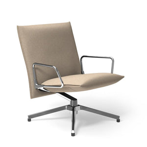 Pilot by Knoll™ - Low Back Lounge Chair with Loop Arms lounge chair Knoll Polished Aluminum Melange fabric - Cameo 