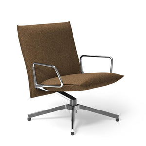 Pilot by Knoll™ - Low Back Lounge Chair with Loop Arms lounge chair Knoll Polished Aluminum Melange fabric - Molasses 