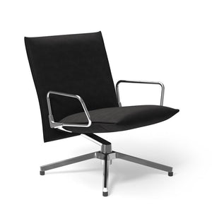 Pilot by Knoll™ - Low Back Lounge Chair with Loop Arms lounge chair Knoll Polished Aluminum Ultrasuede fabric - Black Onyx 