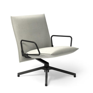 Pilot by Knoll™ - Low Back Lounge Chair with Loop Arms lounge chair Knoll Dark Grey Painted Delite fabric - Stone 