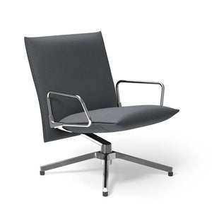 Pilot by Knoll™ - Low Back Lounge Chair with Loop Arms lounge chair Knoll Polished Aluminum Ultrasuede fabric - Deep French Grey 