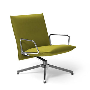 Pilot by Knoll™ - Low Back Lounge Chair with Loop Arms lounge chair Knoll Polished Aluminum Ultrasuede fabric - Kiwi 