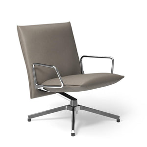 Pilot by Knoll™ - Low Back Lounge Chair with Loop Arms lounge chair Knoll Polished Aluminum Volo leather - Flint 