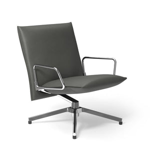 Pilot by Knoll™ - Low Back Lounge Chair with Loop Arms lounge chair Knoll Polished Aluminum Volo leather - Cadet 