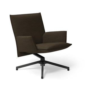 Pilot by Knoll™ - Low Back Lounge Chair with Upholstered Arms lounge chair Knoll Dark Grey Painted Delite fabric - Tobacco 