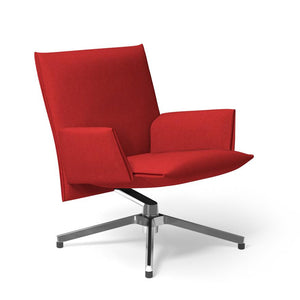 Pilot by Knoll™ - Low Back Lounge Chair with Upholstered Arms lounge chair Knoll Polished Aluminum Delite fabric - Red 