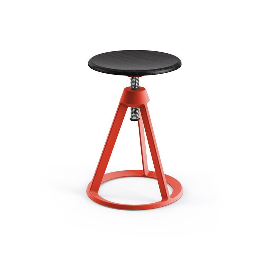 Piton Adjustable-Height Stool Stools Knoll Ebonized Ash Red Coral 