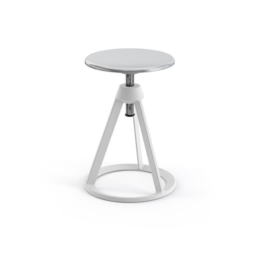 Piton Adjustable-Height Stool Stools Knoll Polished Aluminum White 