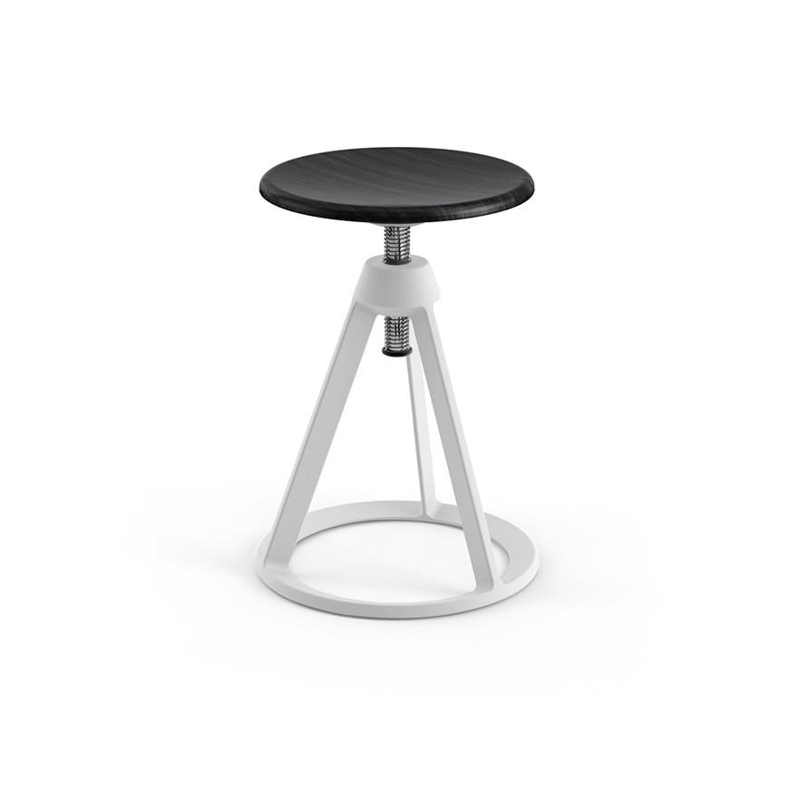 Piton Adjustable-Height Stool Stools Knoll Ebonized Ash White 