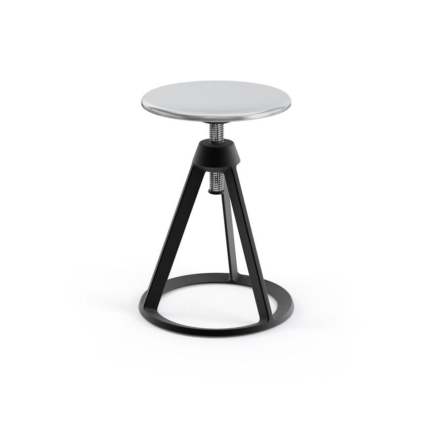 Piton Adjustable-Height Stool Stools Knoll Polished Aluminum Jet Black 