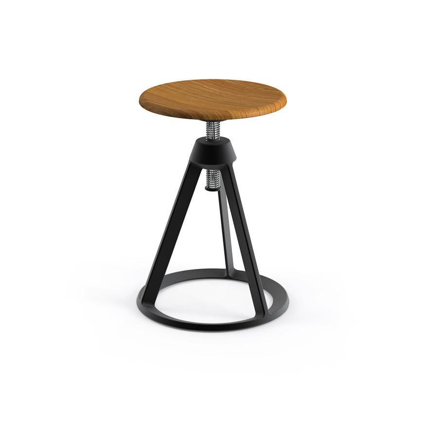 Piton Adjustable-Height Stool Stools Knoll Teak Jet Black 