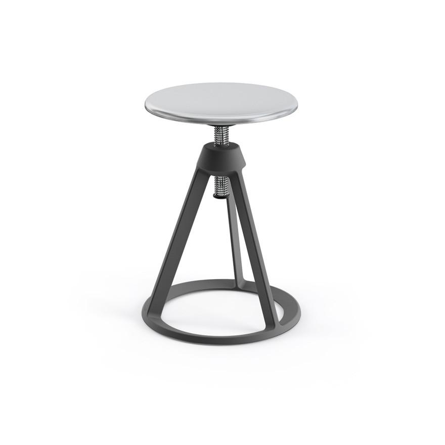 Piton Adjustable-Height Stool Stools Knoll Polished Aluminum Medium Metallic Grey 