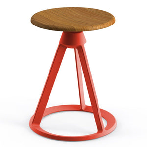 Piton Indoor Fixed-Height Stool Stools Knoll Teak Red Coral 