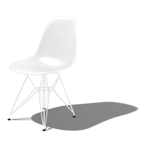 Eames Molded Plastic Side Chair-Wire Base / DSR Side/Dining herman miller White Base Frame Finish White Seat and Back Standard Glide