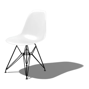 Eames Molded Plastic Side Chair-Wire Base / DSR Side/Dining herman miller Black Base Frame Finish White Seat and Back Standard Glide