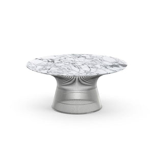 Platner 36" Coffee Table Coffee Tables Knoll Polished Nickel Arabescato marble, Satin finish 