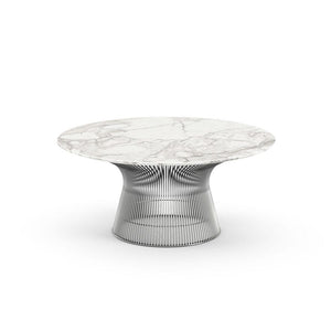 Platner 36" Coffee Table Coffee Tables Knoll Polished Nickel Calacatta marble, Satin finish 