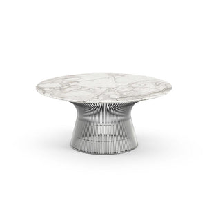 Platner 36" Coffee Table Coffee Tables Knoll Polished Nickel Calacatta marble, Shiny finish 