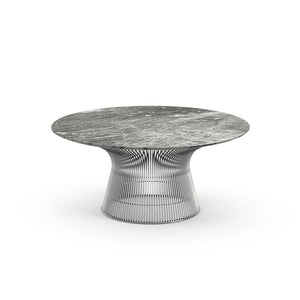 Platner 36" Coffee Table Coffee Tables Knoll Polished Nickel Grey marble, Satin finish 