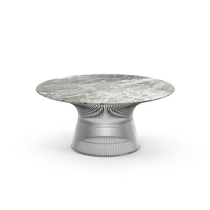 Platner 36" Coffee Table Coffee Tables Knoll Polished Nickel Grey marble, Shiny finish 