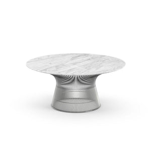 Platner 36" Coffee Table Coffee Tables Knoll Polished Nickel Carrara marble, Satin finish 