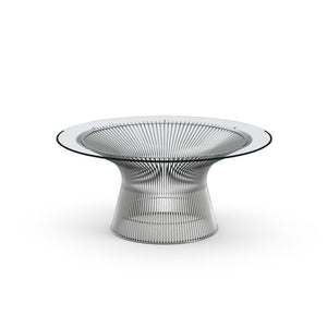 Platner 36" Coffee Table Coffee Tables Knoll Polished Nickel Clear Glass 