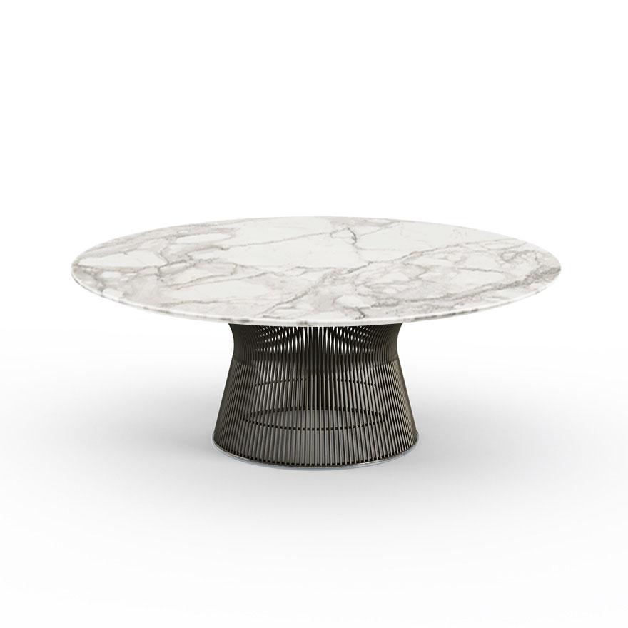 Platner 42" Coffee Table Coffee Tables Knoll Metallic Bronze Calacatta marble, Shiny finish 