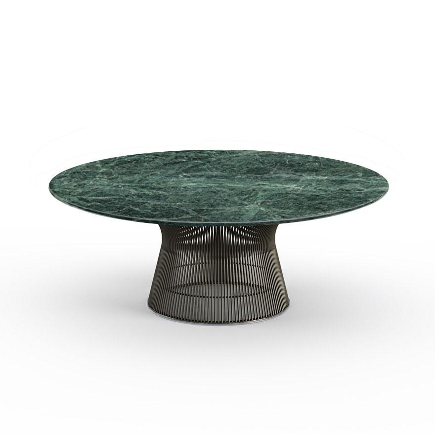 Platner 42" Coffee Table Coffee Tables Knoll Metallic Bronze Verde Alpi marble, Satin finish 