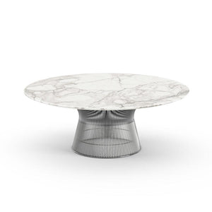 Platner 42" Coffee Table Coffee Tables Knoll Polished Nickel Calacatta marble, Satin finish 