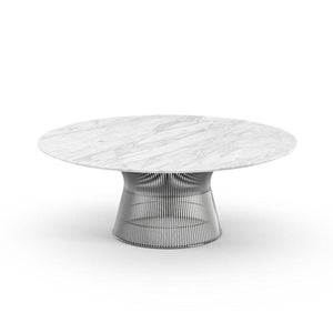 Platner 42" Coffee Table Coffee Tables Knoll Polished Nickel Carrara marble, Satin finish 