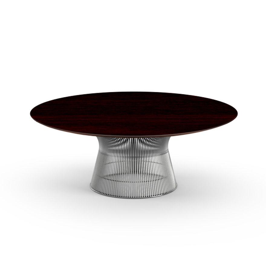 Platner 42" Coffee Table Coffee Tables Knoll Polished Nickel Dark Cherry 