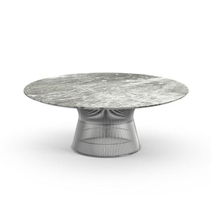 Platner 42" Coffee Table Coffee Tables Knoll Polished Nickel Grey marble, Shiny finish 