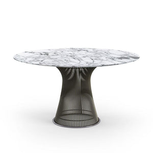 Platner Dining Table Dining Tables Knoll Metallic Bronze Arabescato marble, Satin finish 