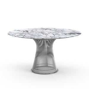 Platner Dining Table Dining Tables Knoll Polished Nickel Arabescato marble, Shiny finish 
