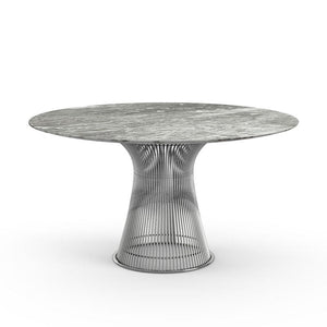 Platner Dining Table Dining Tables Knoll Polished Nickel Grey marble, Satin finish 