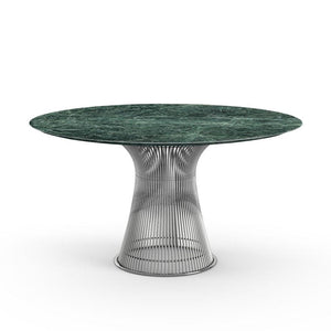 Platner Dining Table Dining Tables Knoll Polished Nickel Verde Alpi marble, Satin finish 