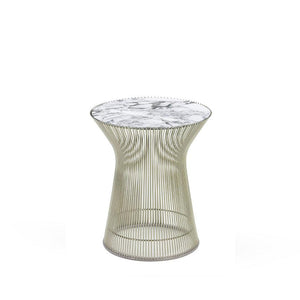 Platner Side Table side/end table Knoll Polished Nickel Arabescato marble, Shiny finish 