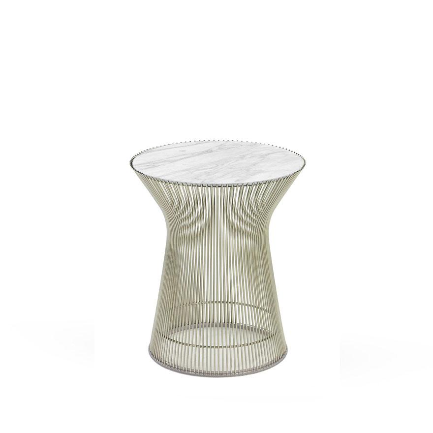 Platner Side Table side/end table Knoll Polished Nickel Carrara marble, Satin finish 