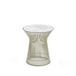 Platner Side Table side/end table Knoll Polished Nickel Carrara marble, Shiny finish 