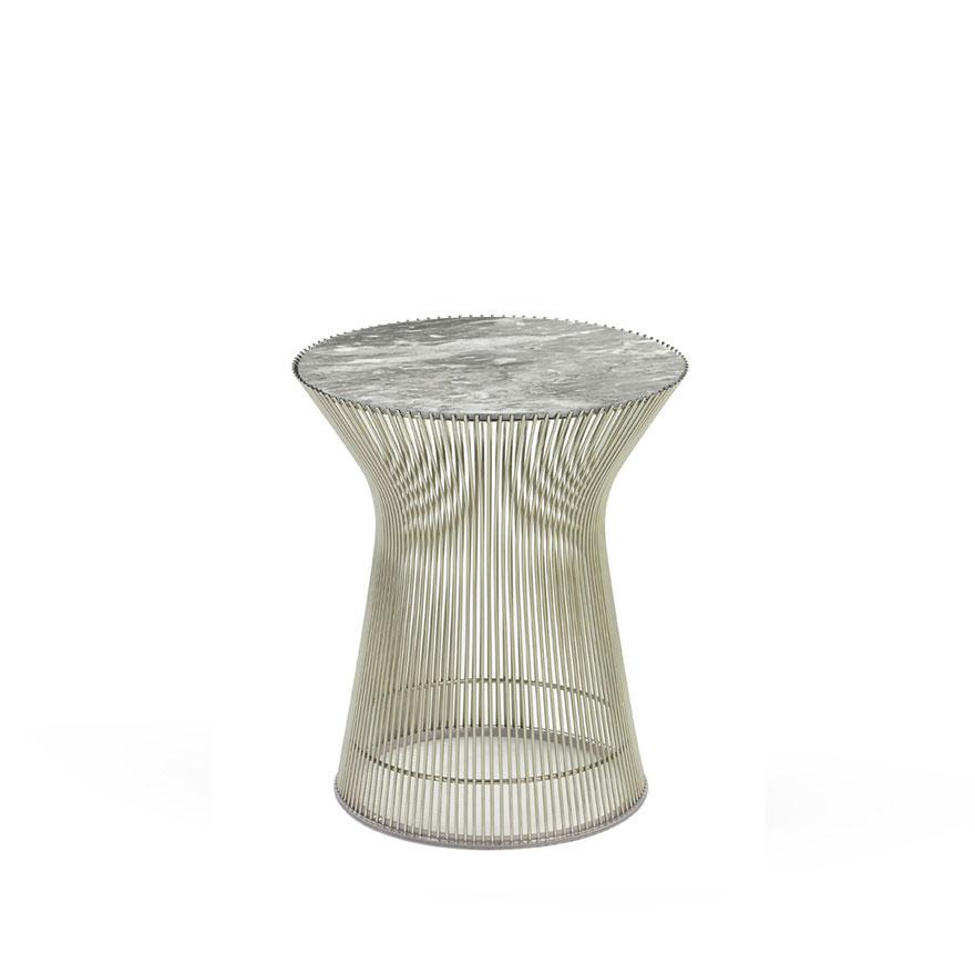 Platner Side Table side/end table Knoll Polished Nickel Grey marble, Satin finish 