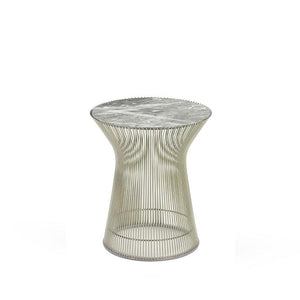 Platner Side Table side/end table Knoll Polished Nickel Grey marble, Shiny finish 