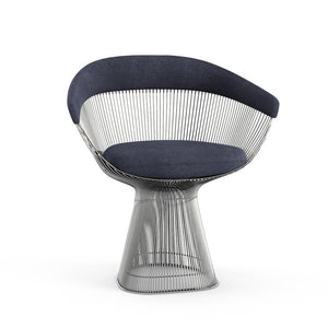 Platner Arm Chair Side/Dining Knoll Polished Nickel Blue Circa 