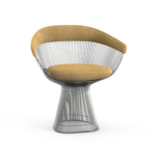Platner Arm Chair Side/Dining Knoll Polished Nickel Camel Circa 
