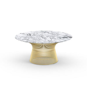 Platner Coffee Table - 36" in Gold Coffee Tables Knoll 18K Gold plated Arabescato marble, Satin finish 
