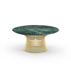 Platner Coffee Table - 36" in Gold Coffee Tables Knoll 18K Gold plated Verde Alpi marble, Shiny finish 