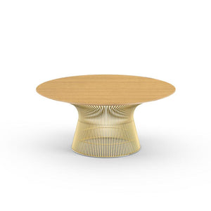 Platner Coffee Table - 36" in Gold Coffee Tables Knoll 18K Gold plated Light Oak 