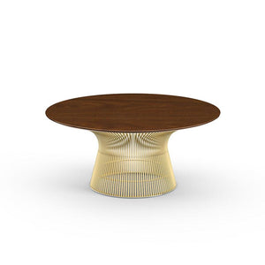 Platner Coffee Table - 36" in Gold Coffee Tables Knoll 18K Gold plated Light Walnut 