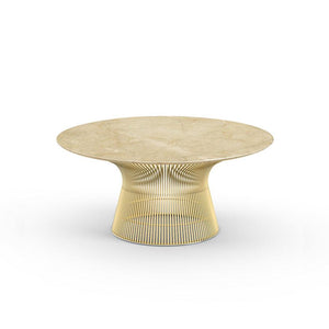 Platner Coffee Table - 36" in Gold Coffee Tables Knoll 18K Gold plated Empire Beige marble, Shiny finish 
