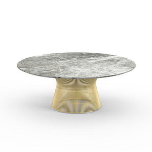 Platner Coffee Table - 42" in Gold Coffee Tables Knoll 18K Gold plated Grey marble, Satin finish 