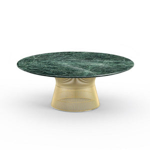 Platner Coffee Table - 42" in Gold Coffee Tables Knoll 18K Gold plated Verde Alpi marble, Shiny finish 